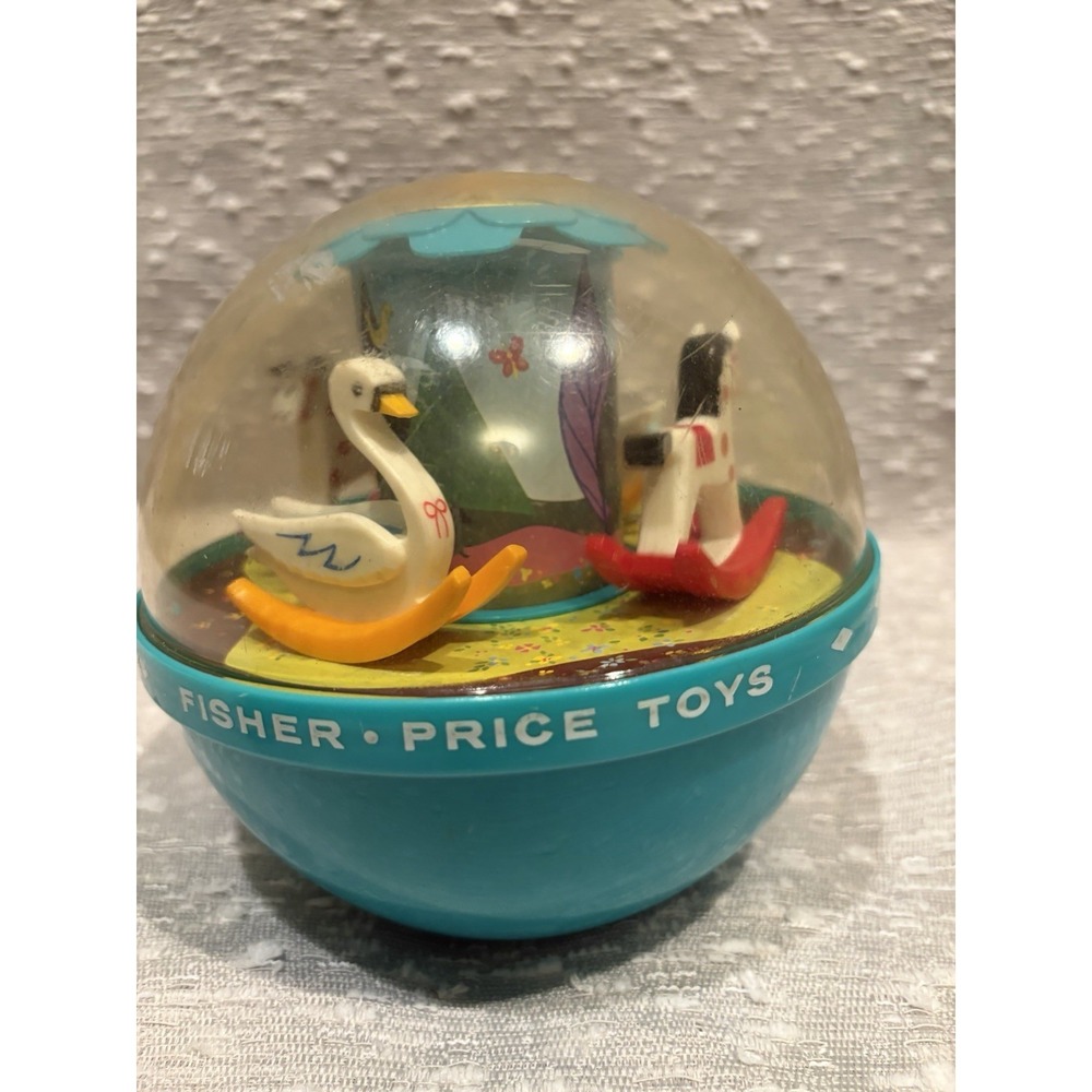 Vintage Fisher Price Roly Poly Chime Ball Retro‎ Toy Swan Horse 165